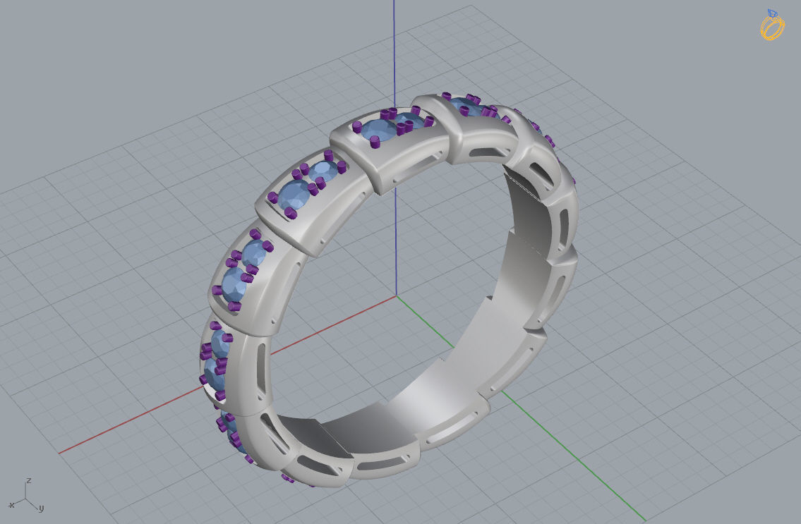 Snake Engagement Wedding Ring With Diamonds 3D print model 3D print model_9