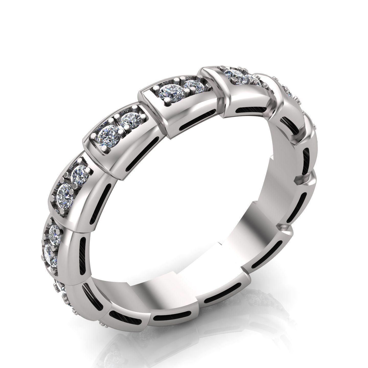 Snake Engagement Wedding Ring With Diamonds 3D print model 3D print model_1