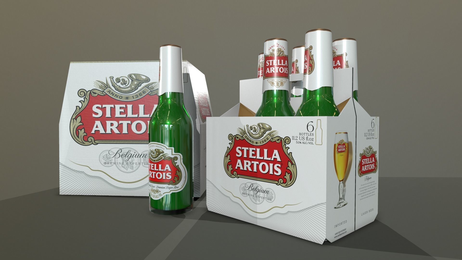 Beer Stella Low-poly 3D model_3