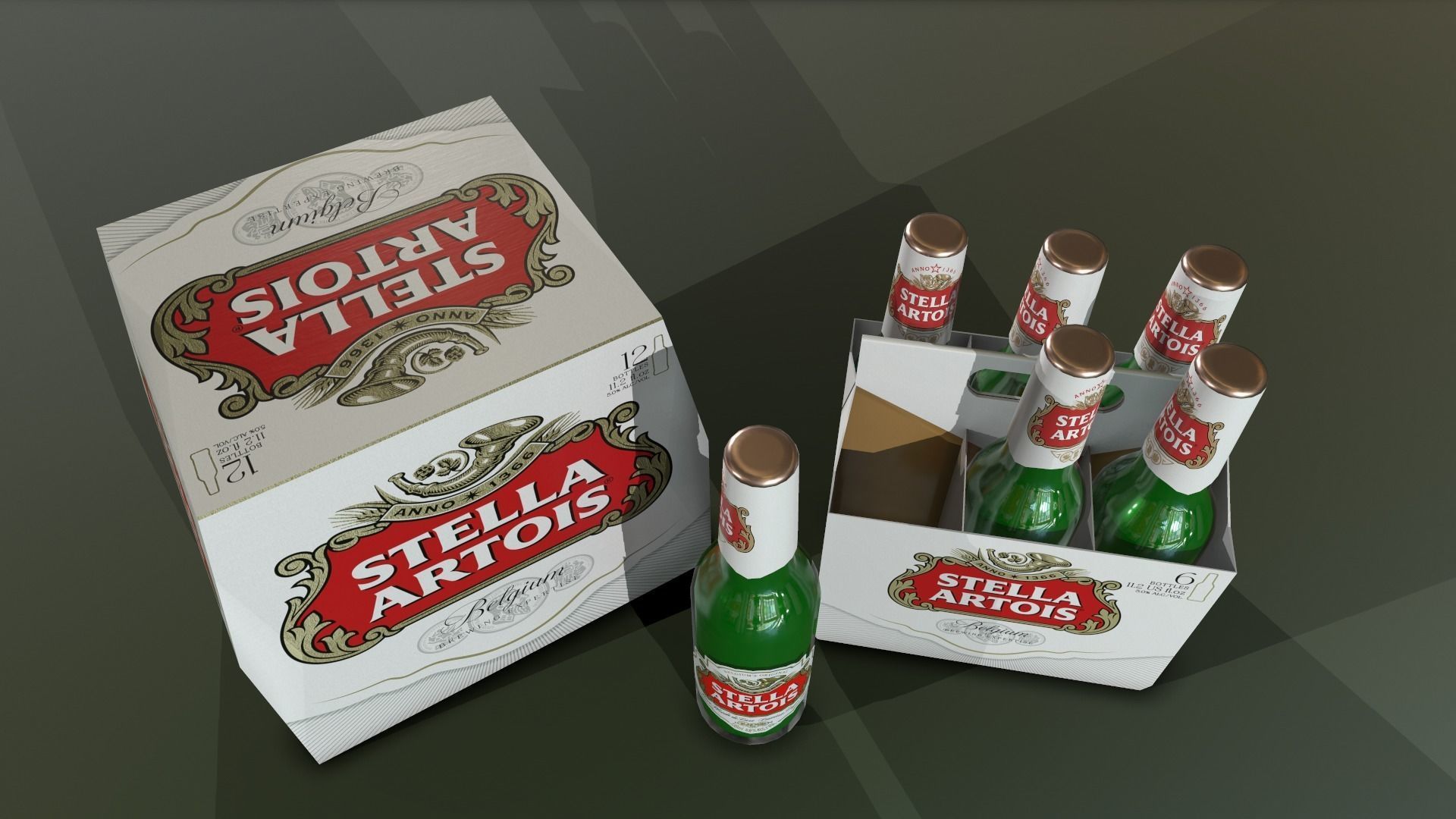 Beer Stella Low-poly 3D model_4
