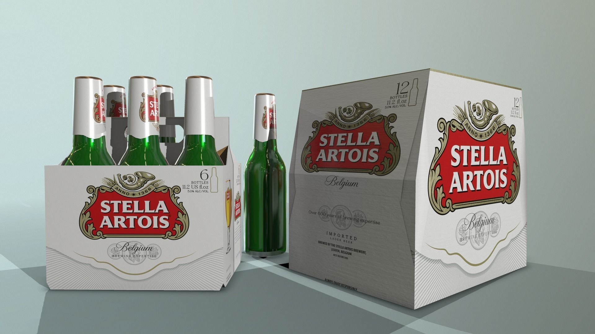 Beer Stella Low-poly 3D model_5