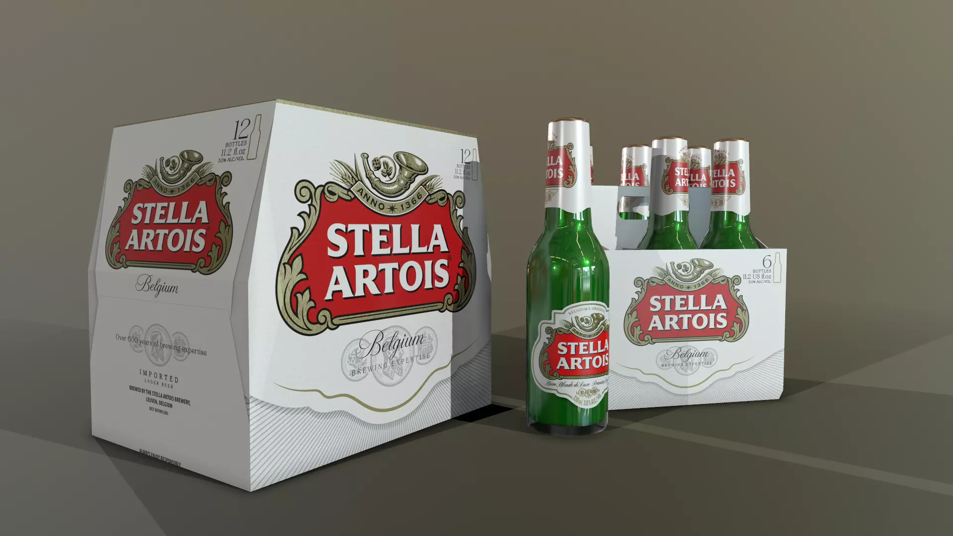 Beer Stella Low-poly 3D model_0