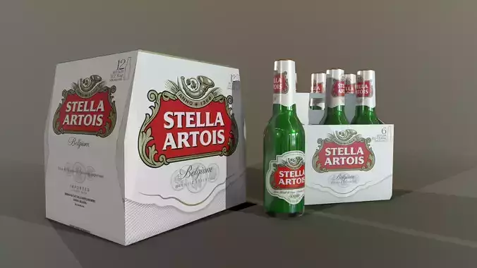 Beer Stella Low-poly 3D model