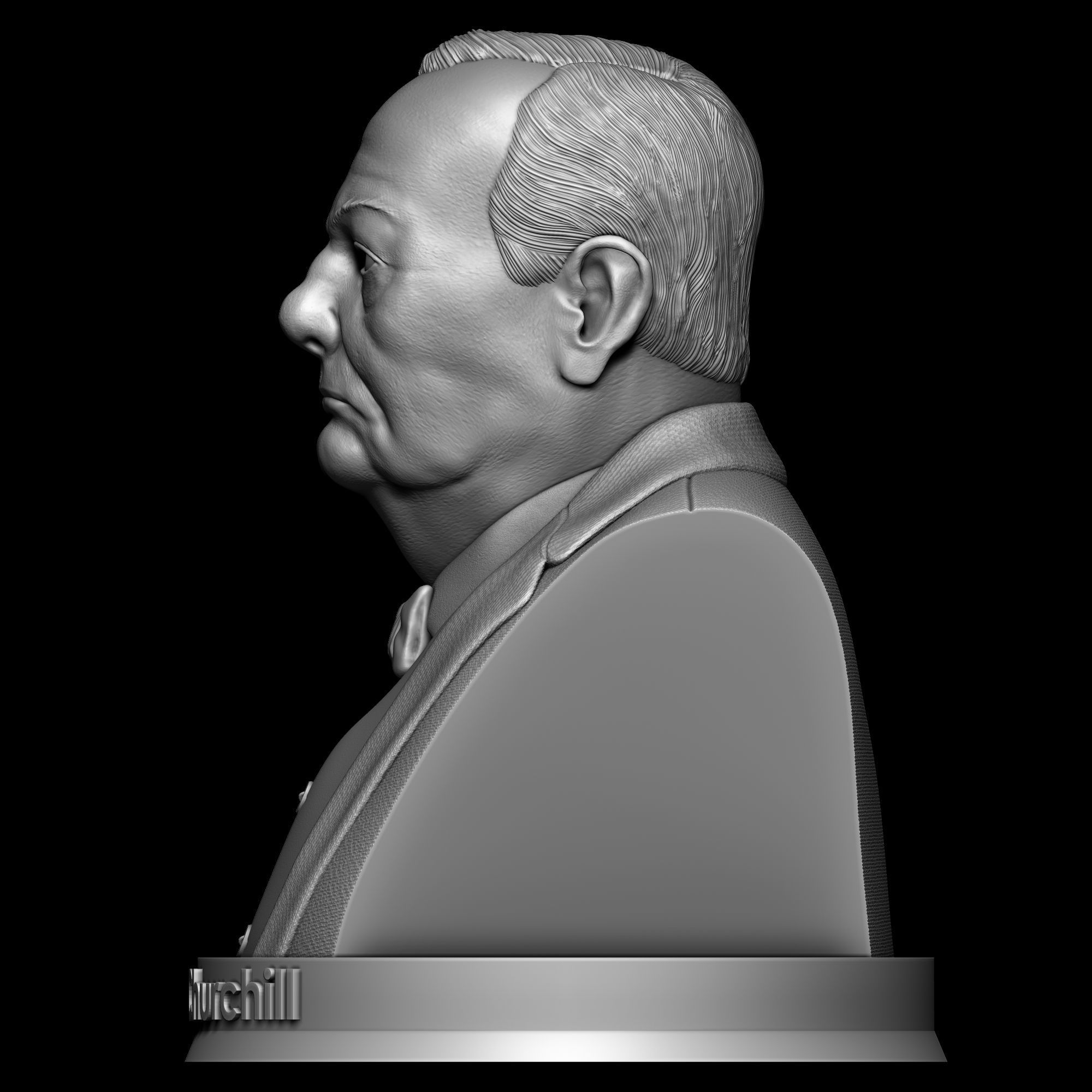 WINSTON CHURCHILL 3D MODEL SCULPTURE 3D print model_1
