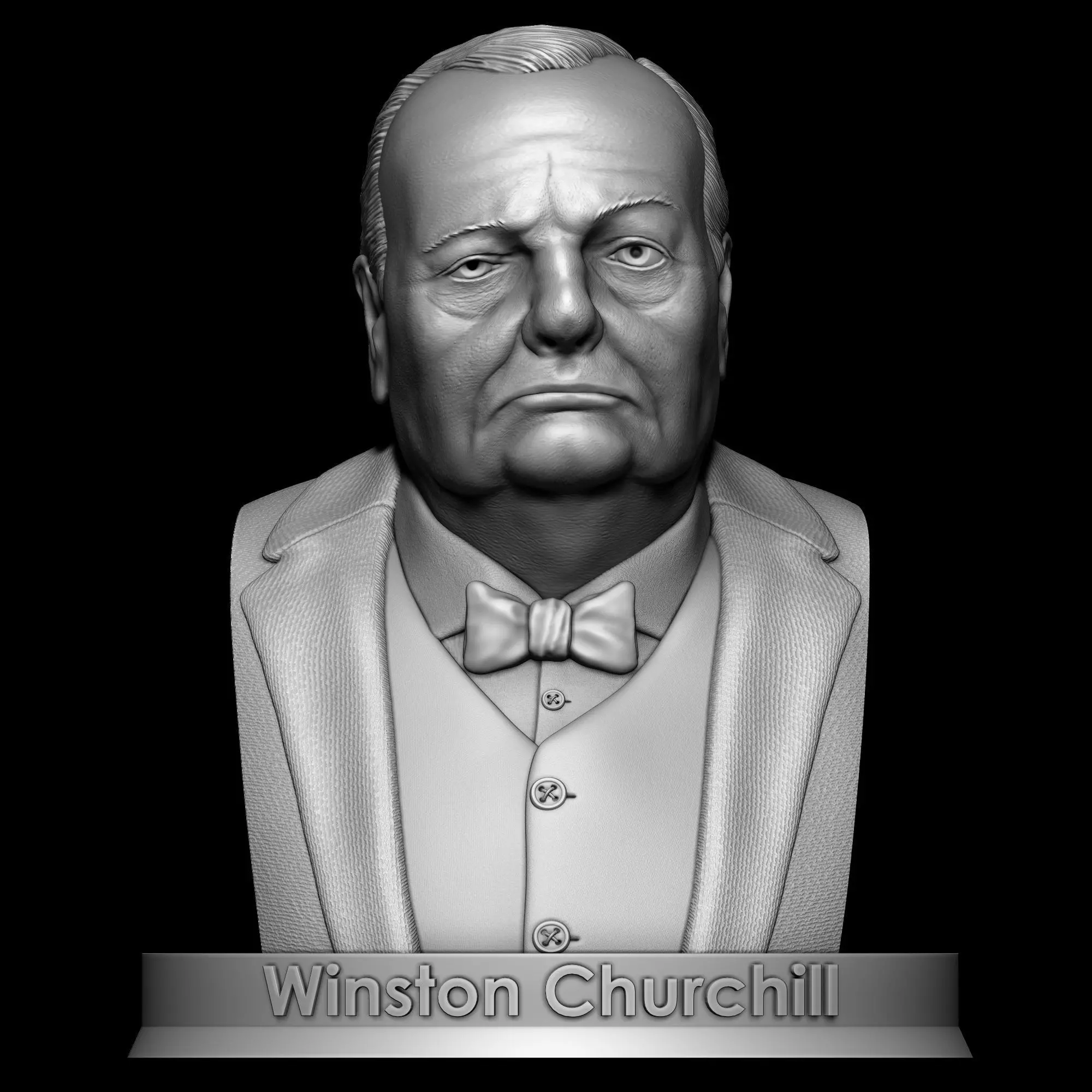 WINSTON CHURCHILL 3D MODEL SCULPTURE 3D print model_0