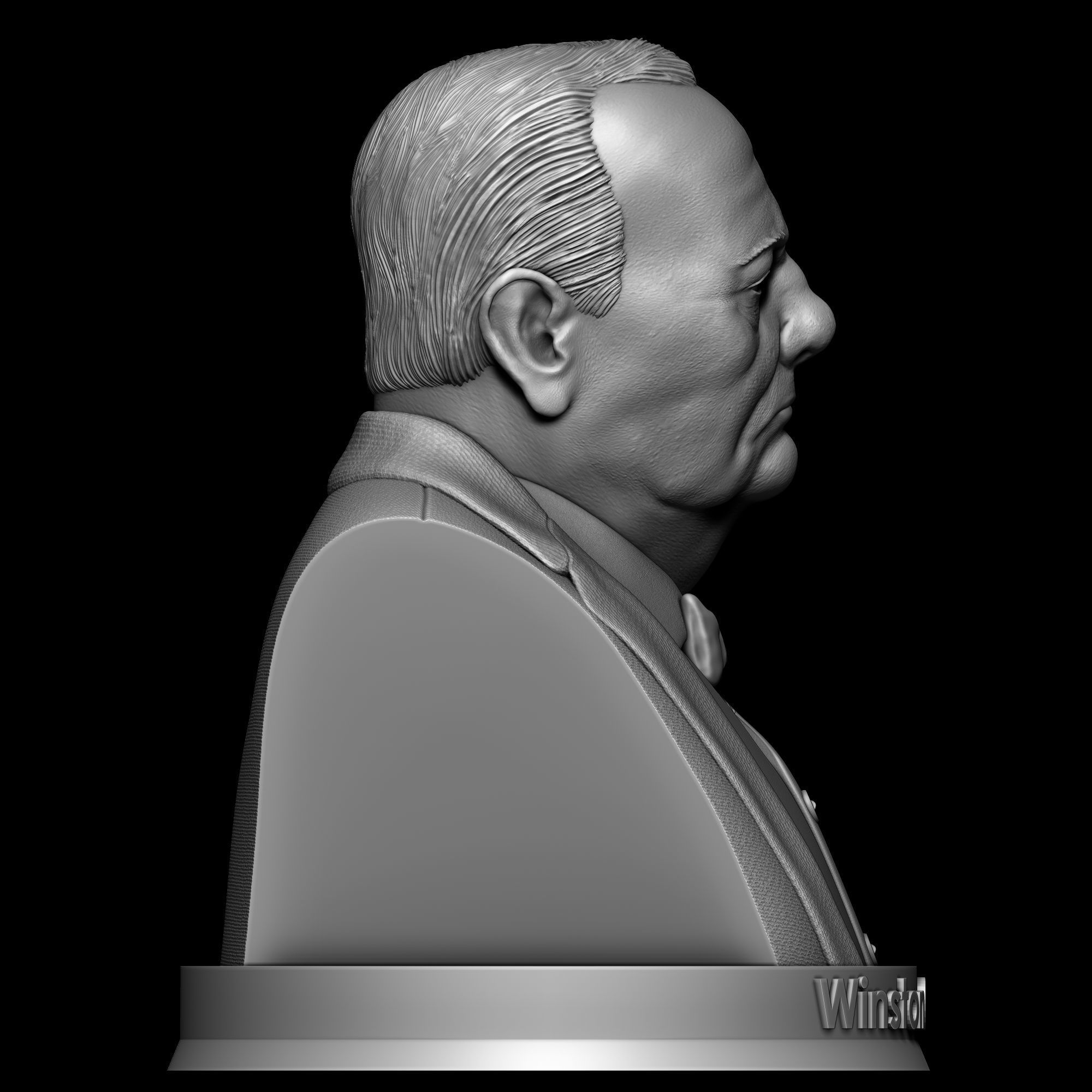 WINSTON CHURCHILL 3D MODEL SCULPTURE 3D print model_3