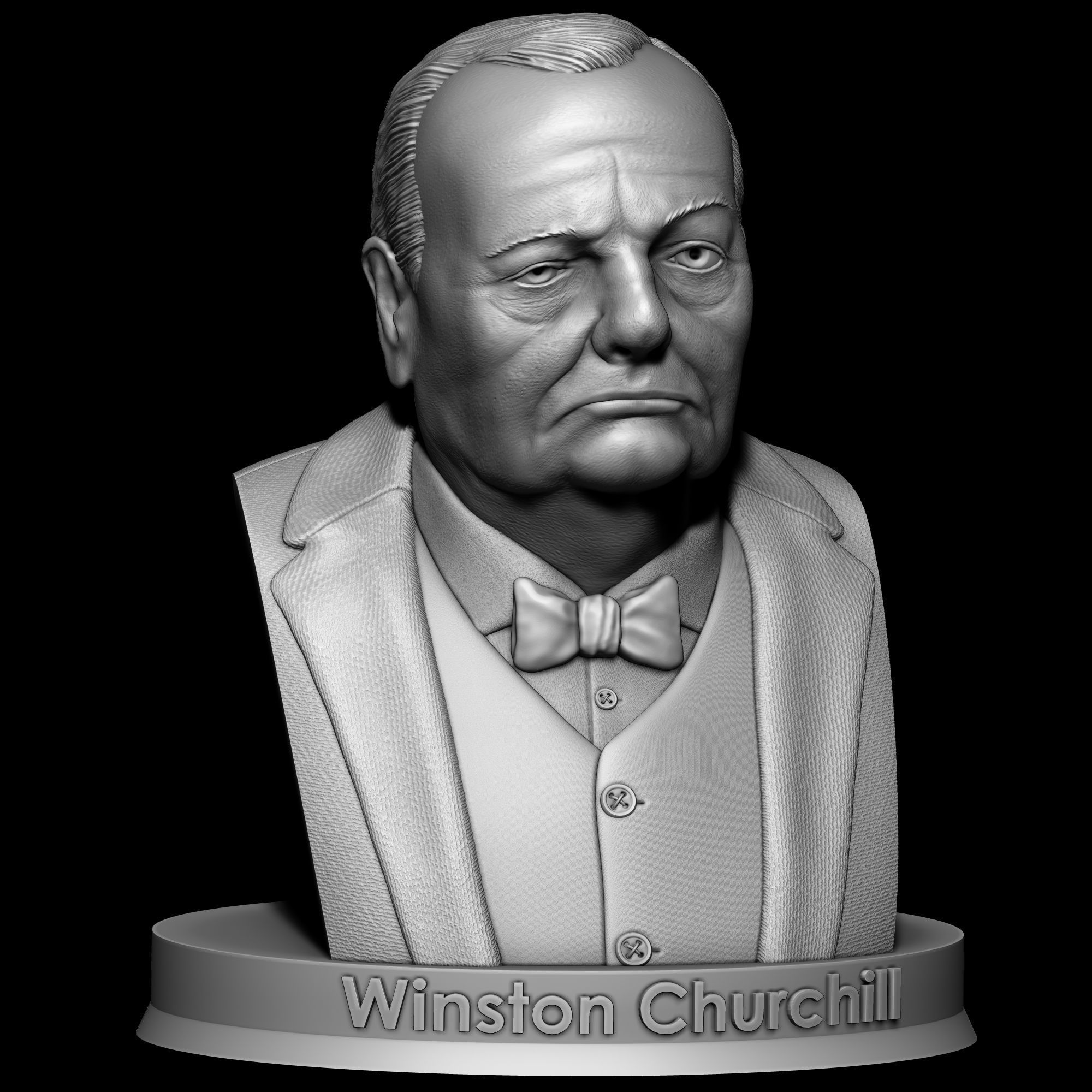 WINSTON CHURCHILL 3D MODEL SCULPTURE 3D print model_4