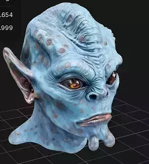 3D Blue Alien Skull 3D model