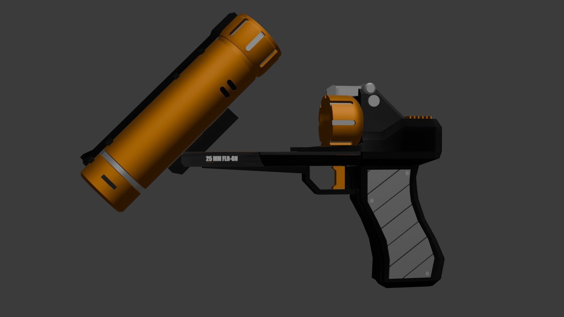 Sci-fi flare gun for games 3D model_2