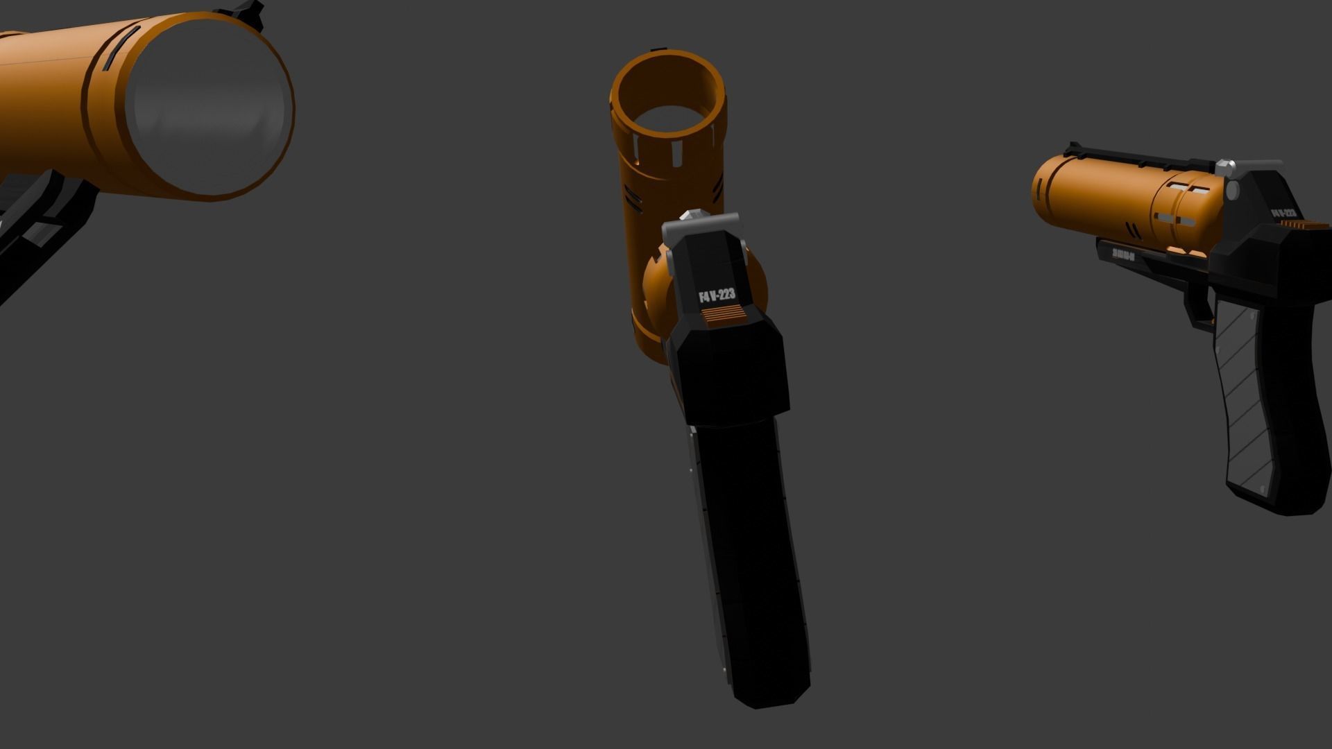 Sci-fi flare gun for games 3D model_5
