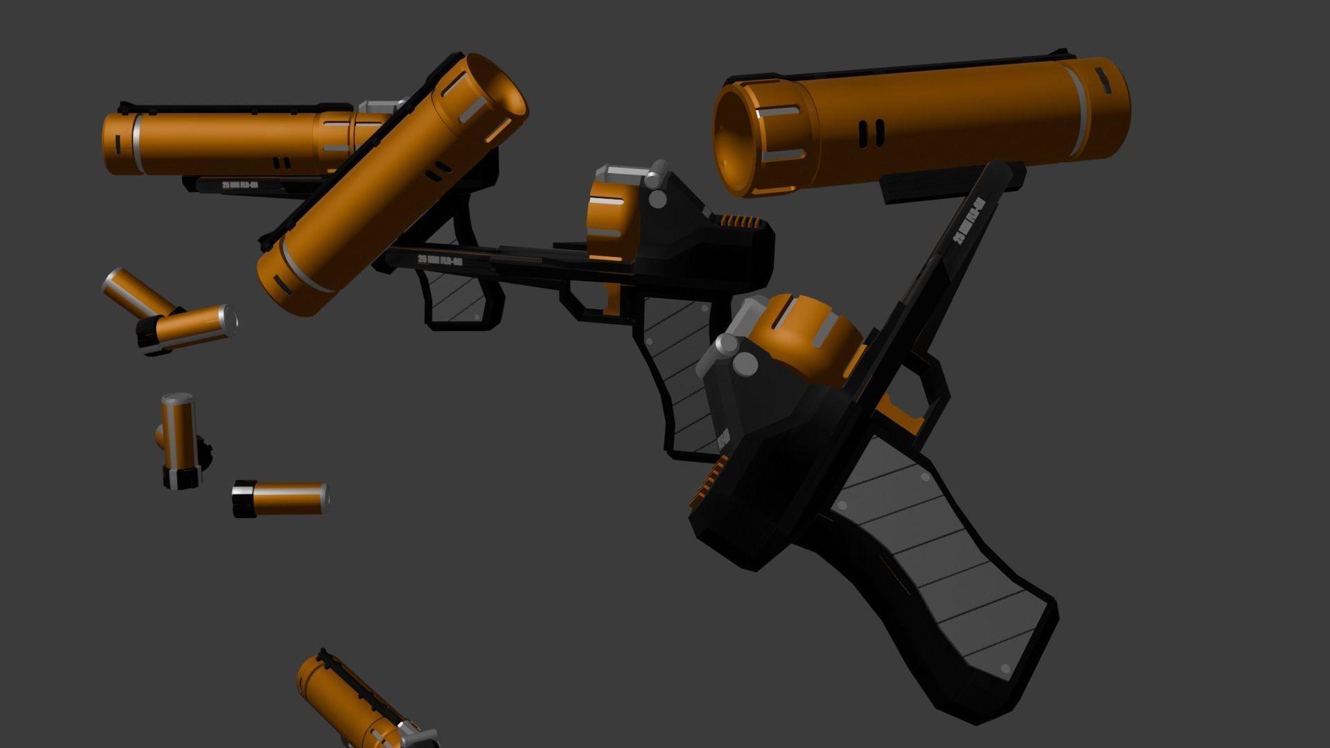 Sci-fi flare gun for games 3D model_4
