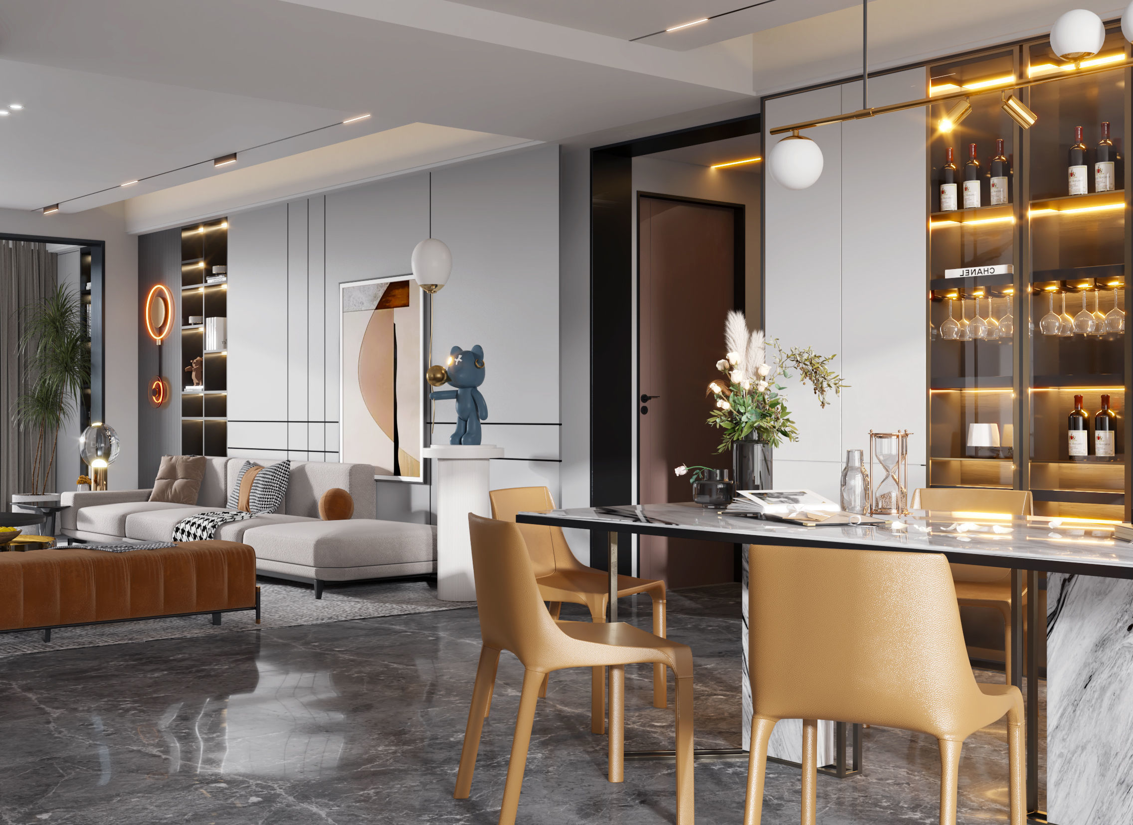 Guest Modern Home Restaurant villa 3D model_5