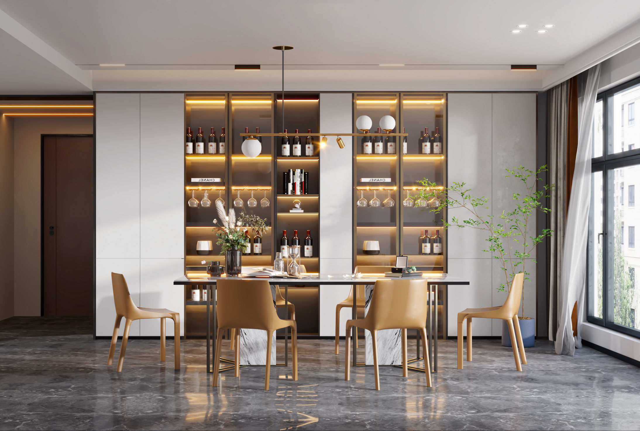 Guest Modern Home Restaurant villa 3D model_4