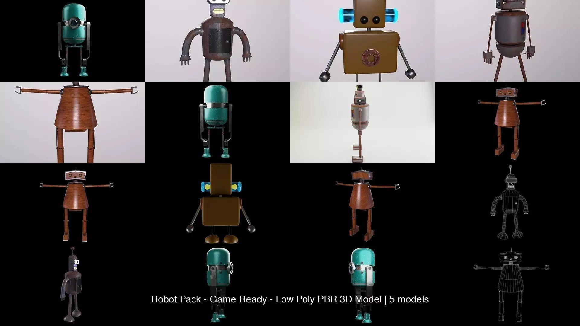 Robot Pack - Game Ready - Low Poly PBR 3D Model 3D Model Collection_0