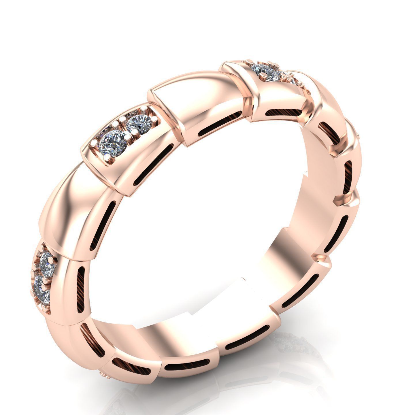 Snake Engagement Wedding Ring With Diamonds 3D print model 3D print model_2