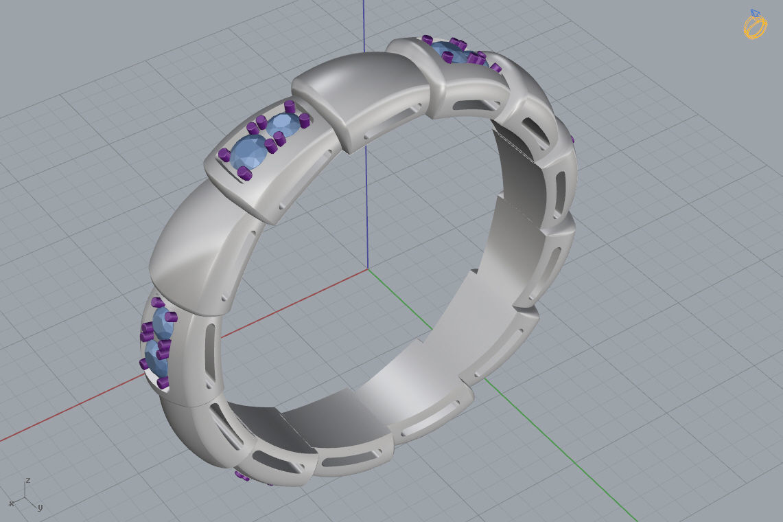 Snake Engagement Wedding Ring With Diamonds 3D print model 3D print model_9