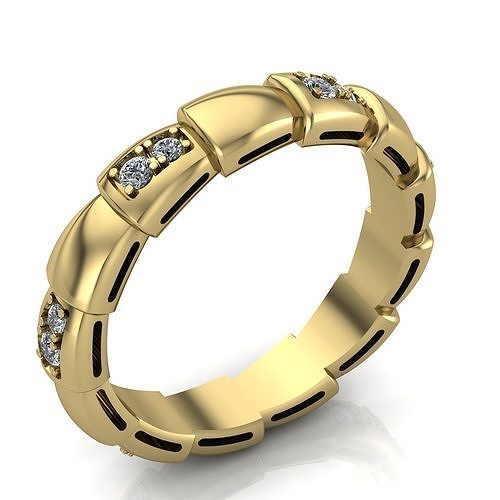 Snake Engagement Wedding Ring With Diamonds 3D print model 3D print model
