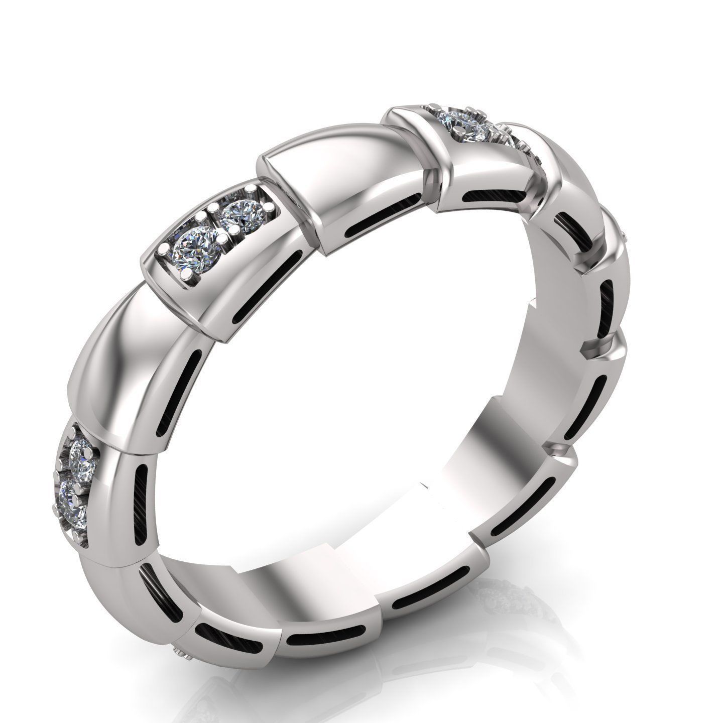 Snake Engagement Wedding Ring With Diamonds 3D print model 3D print model_1