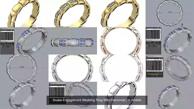 Snake Engagement Wedding Ring With Diamonds