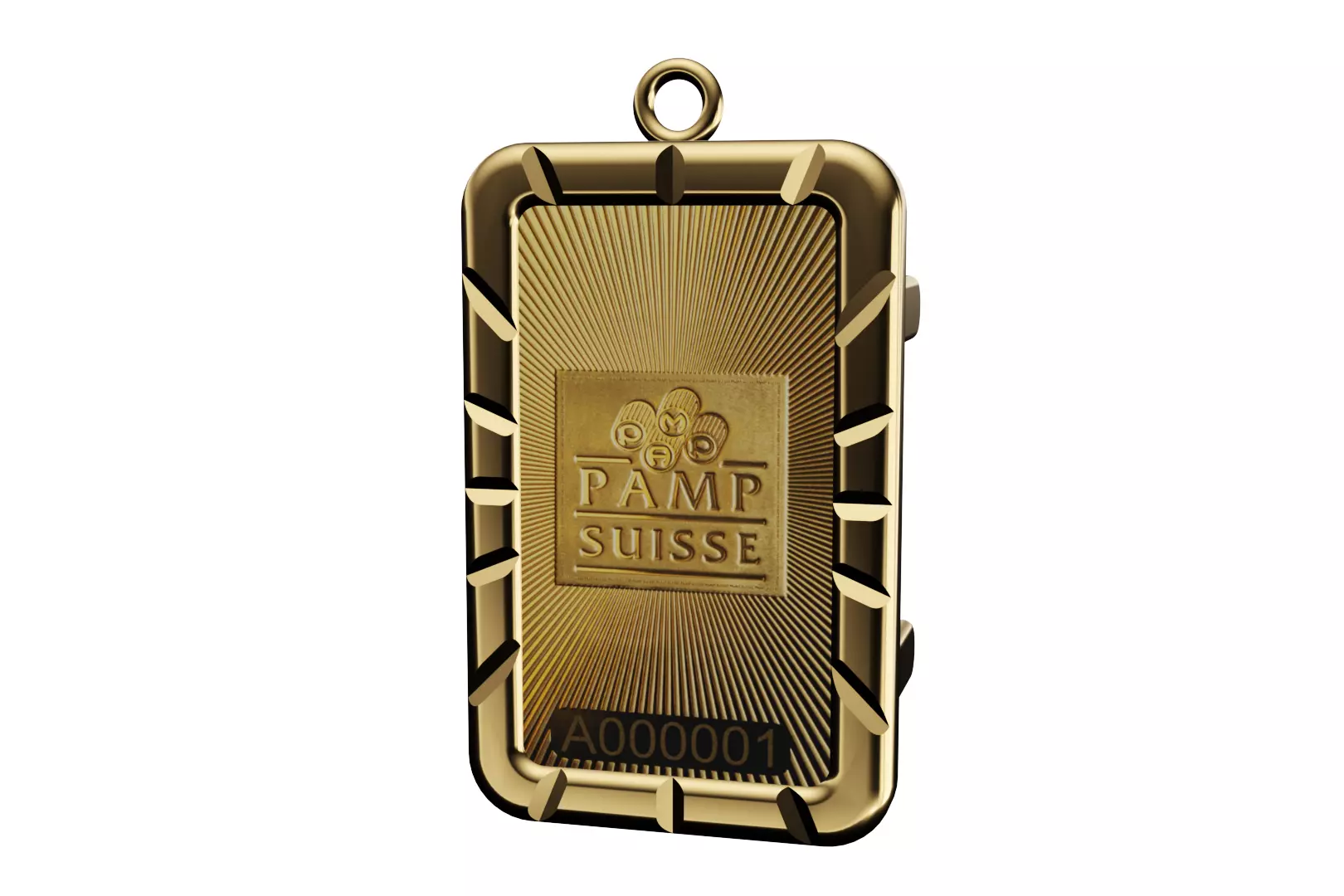 credit suisse 1 gram gold pamp bar frame mount pendant 3D print model