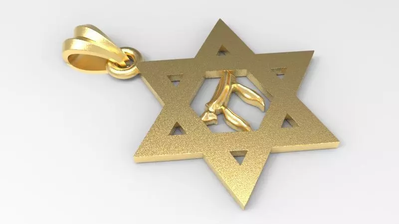 Jewish Star of David with Chai Pendant Necklace Jewelry 3D print model