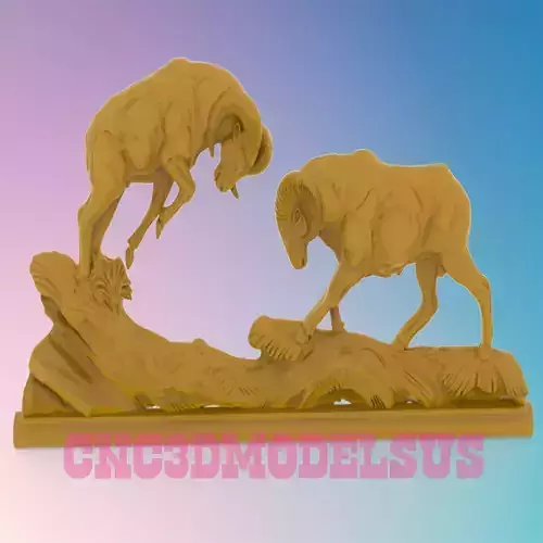 Rams fighting 3D MODEL STL FILE FOR CNC ROUTER LASER 3D print model