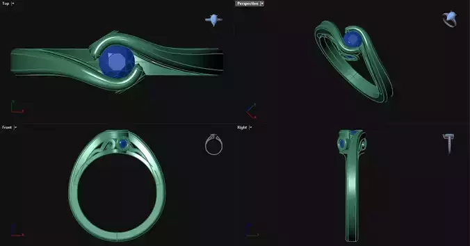 Bypass Engagement Ring with sidestones