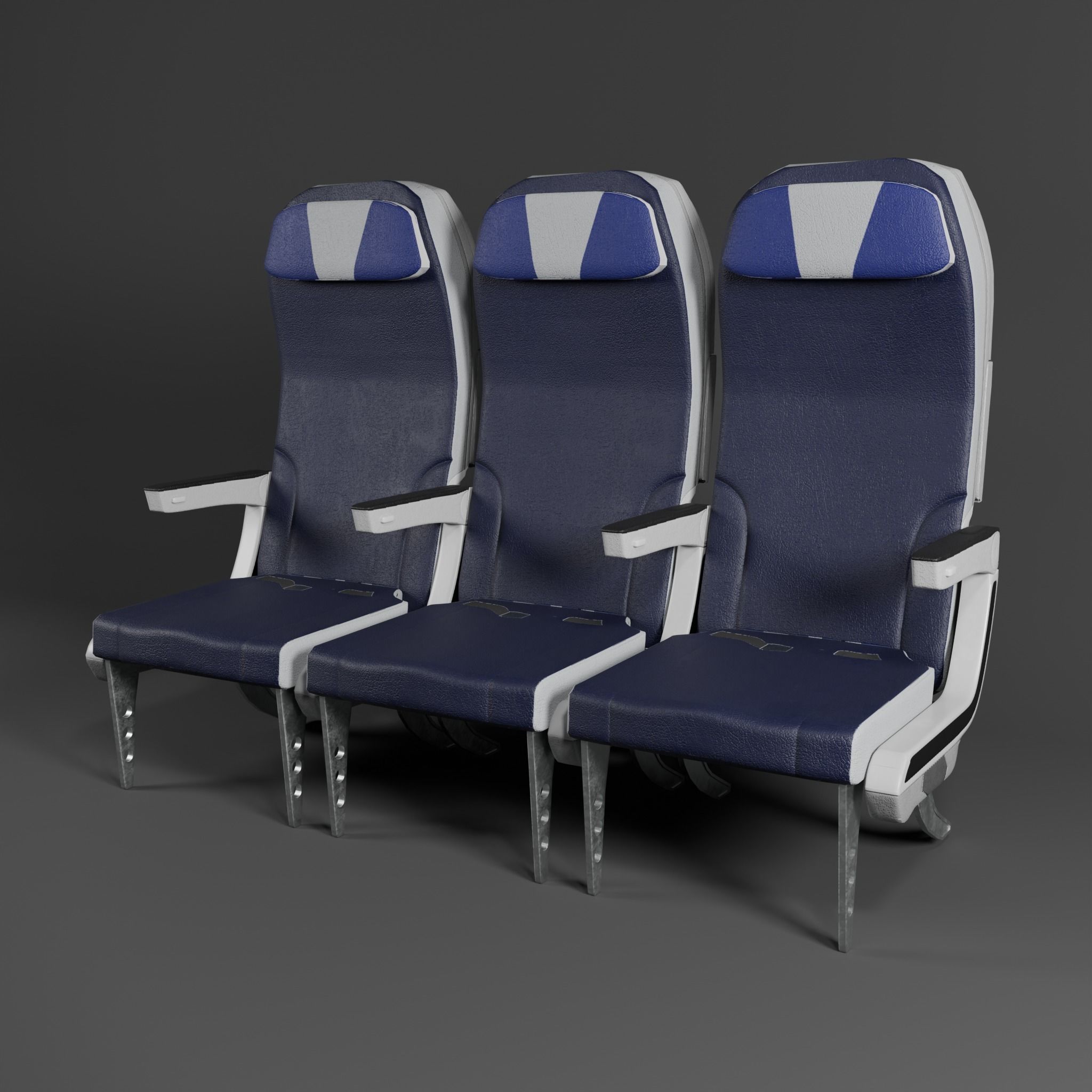 Airplane Seat Low-poly 3D model_4