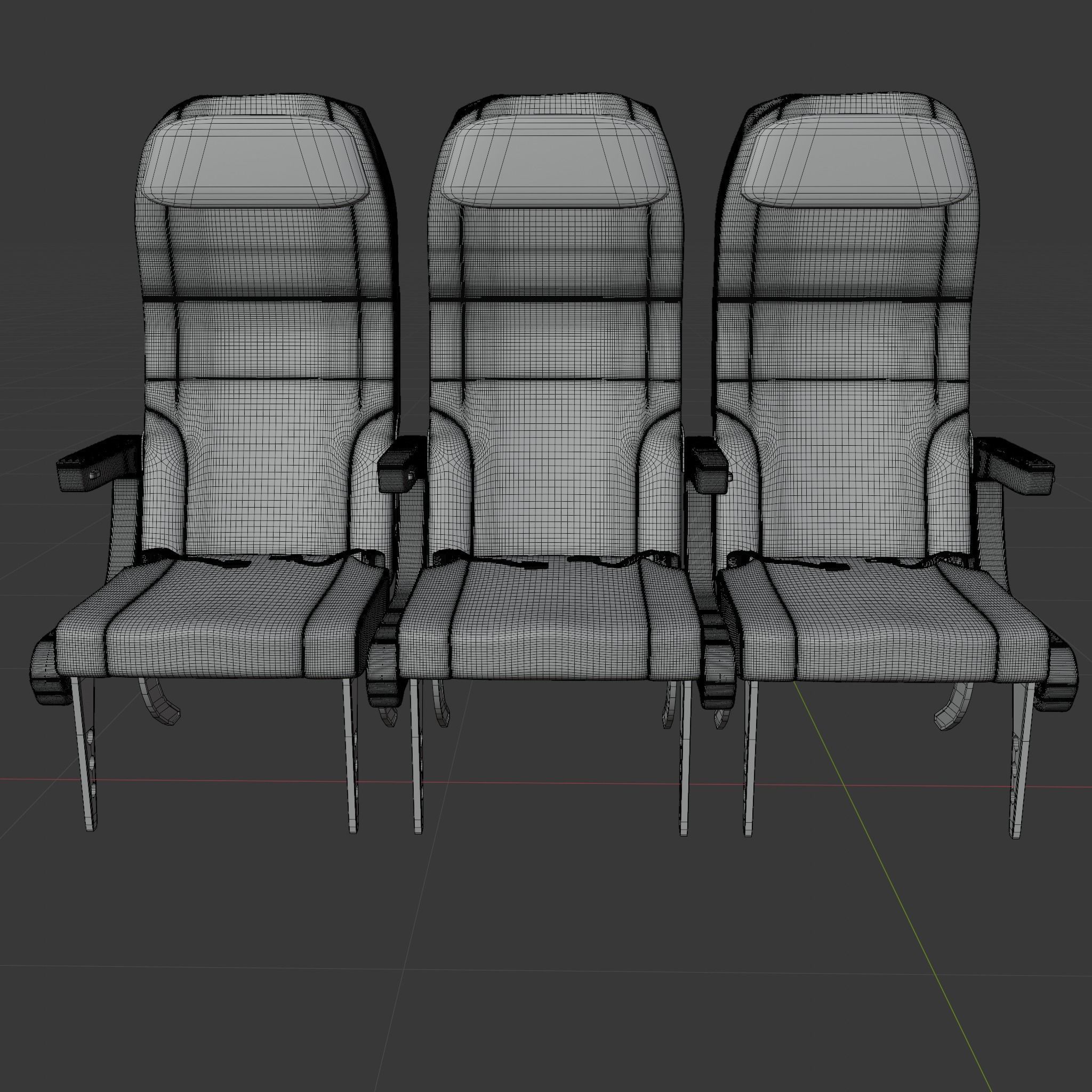 Airplane Seat Low-poly 3D model_5