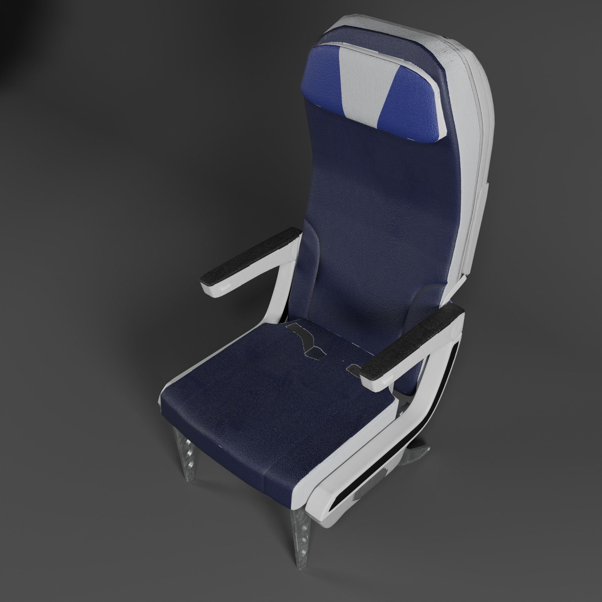Airplane Seat Low-poly 3D model_7