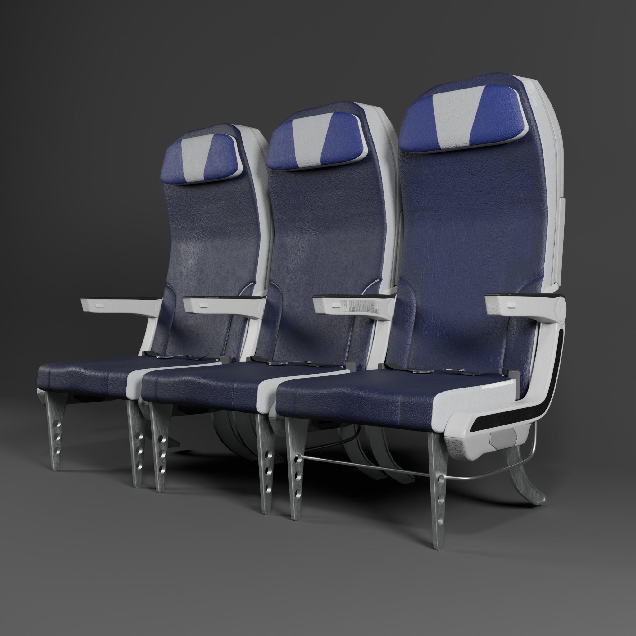 Airplane Seat Low-poly 3D model_3