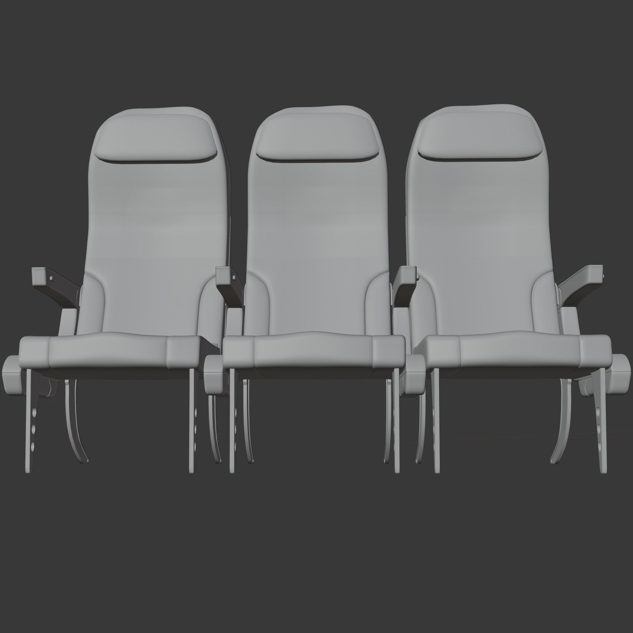 Airplane Seat Low-poly 3D model_1