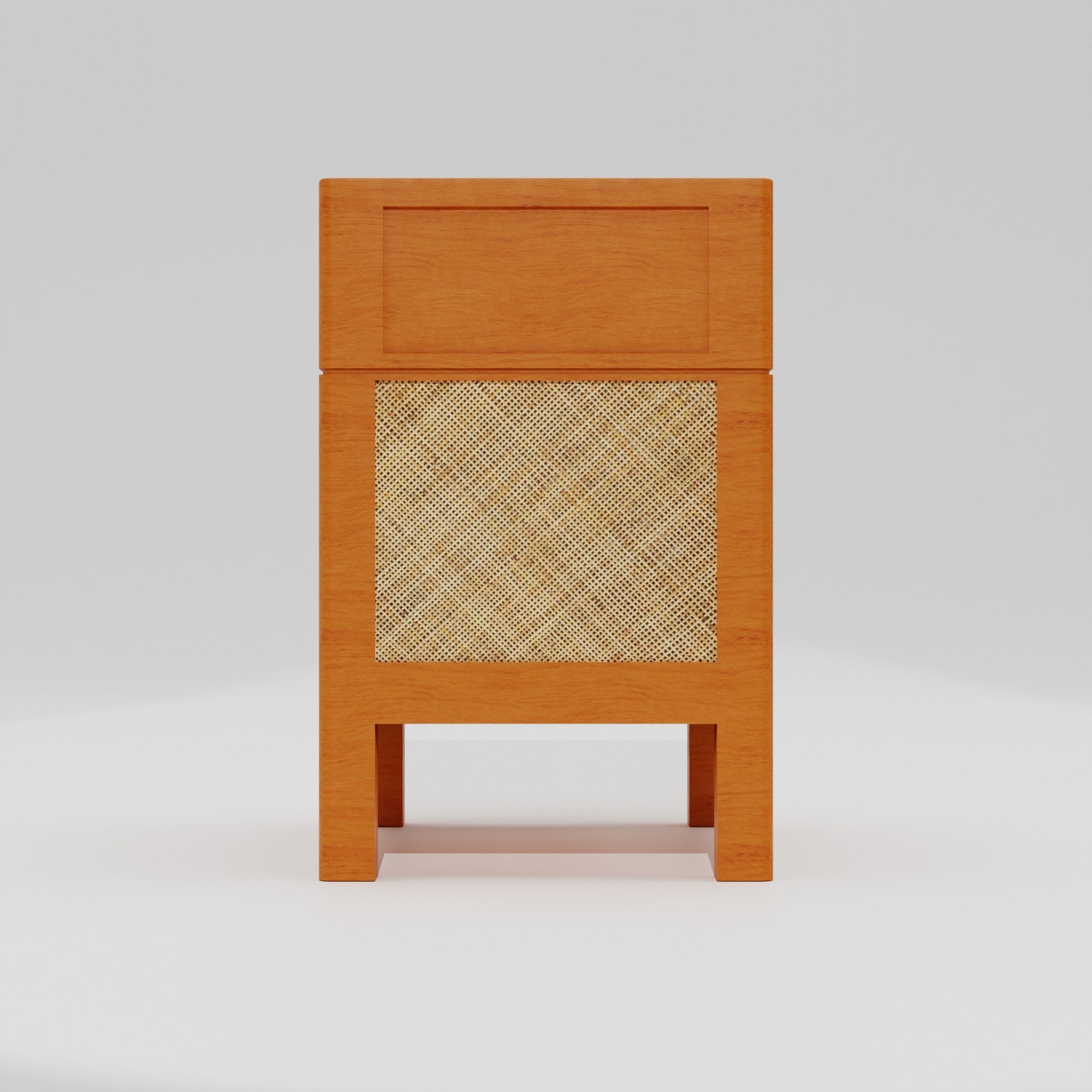 Wooden Table with Caned Mesh Wicker Free low-poly 3D model_1