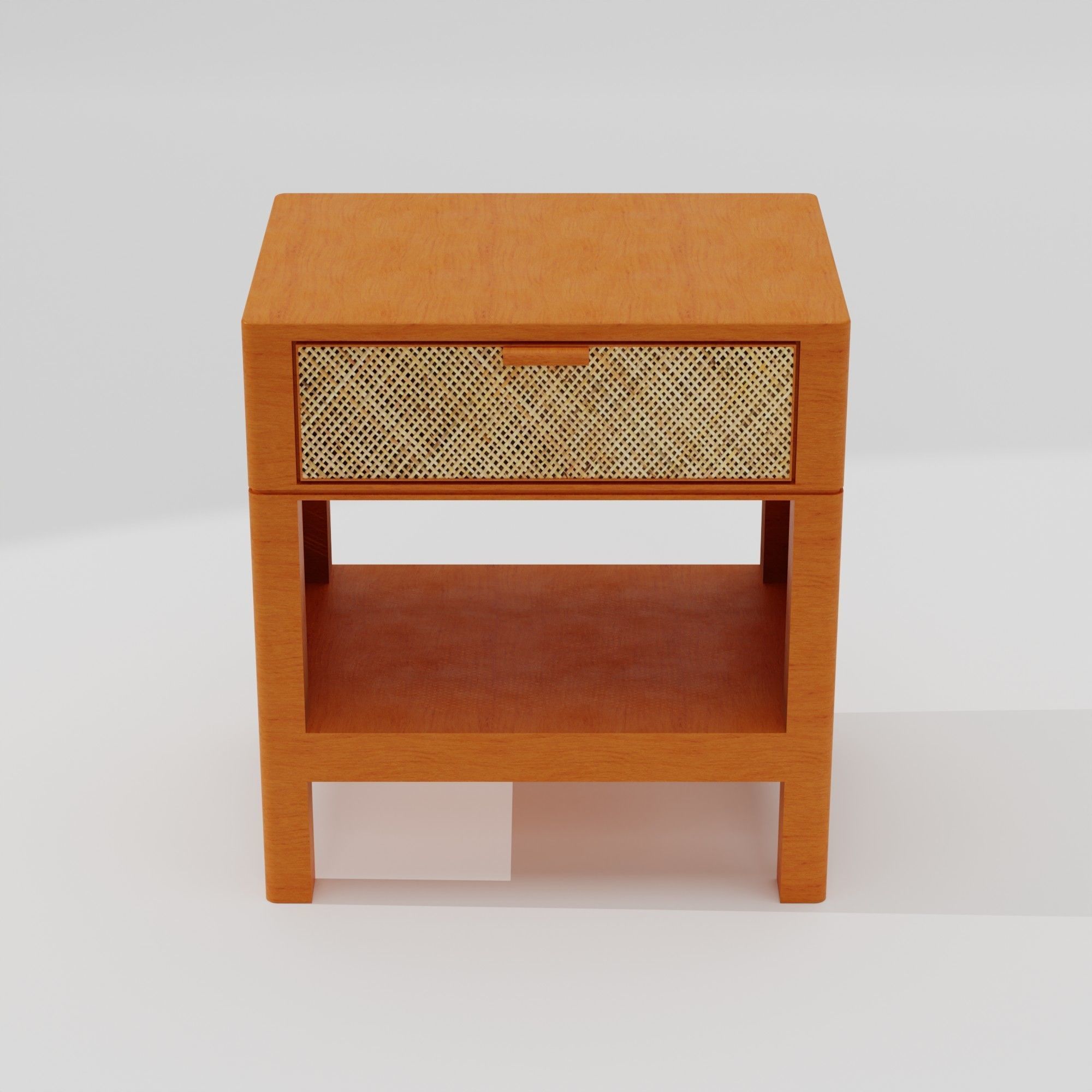 Wooden Table with Caned Mesh Wicker Free low-poly 3D model_4