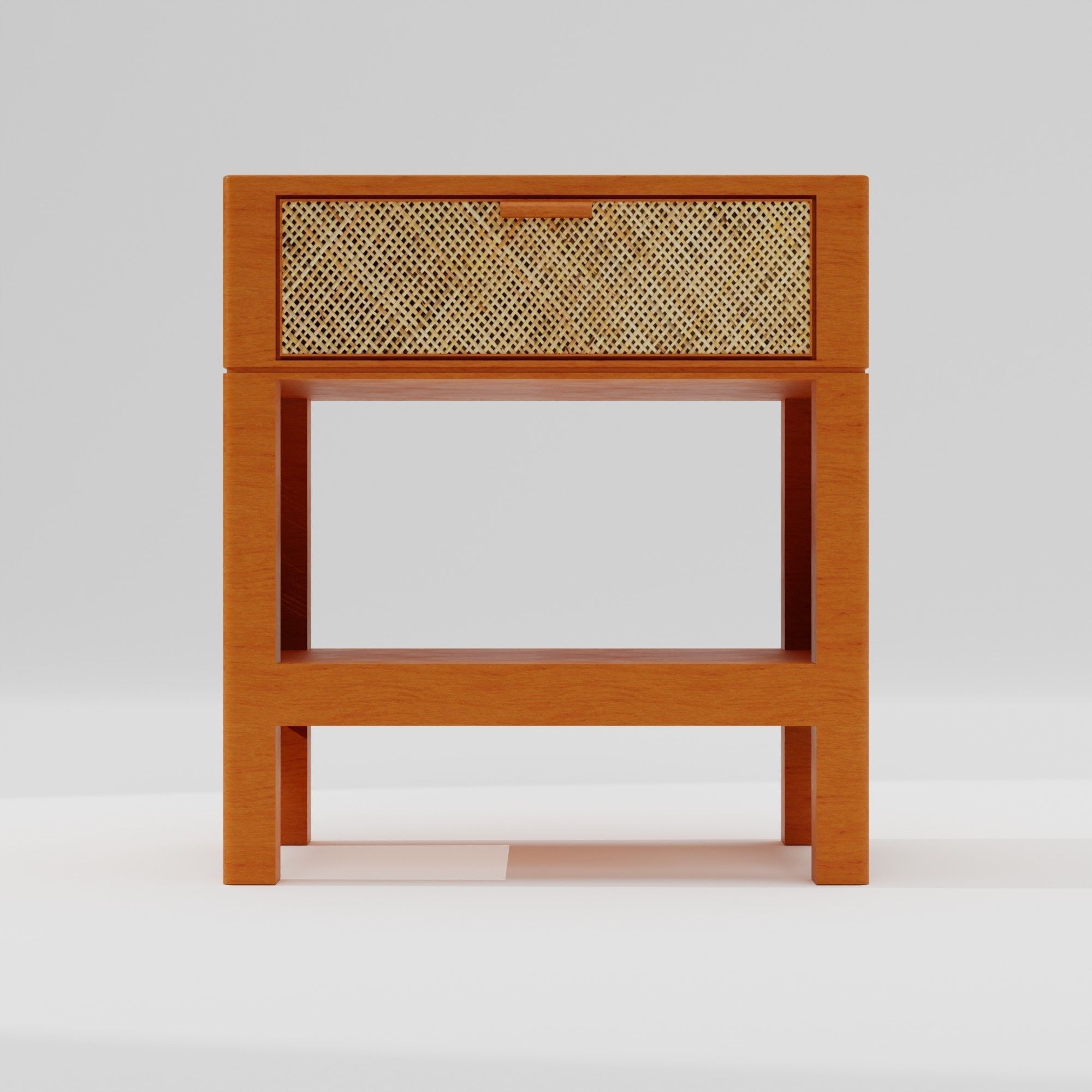 Wooden Table with Caned Mesh Wicker Free low-poly 3D model_3