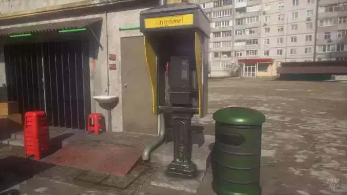 Old Local Phonebooth Low-poly 3D model