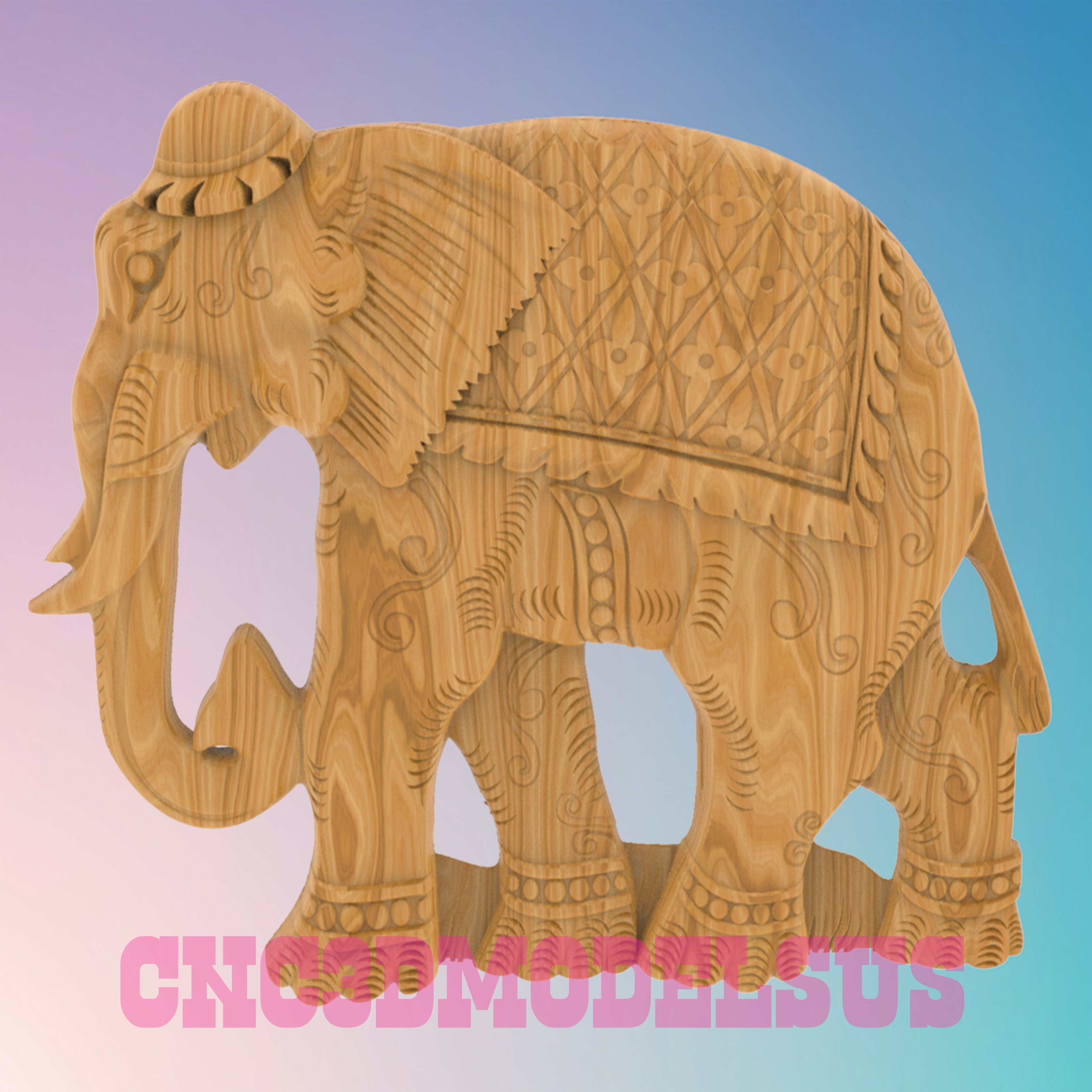 Indian elephant 3D MODEL STL FILE FOR CNC ROUTER LASER 3D print model_1