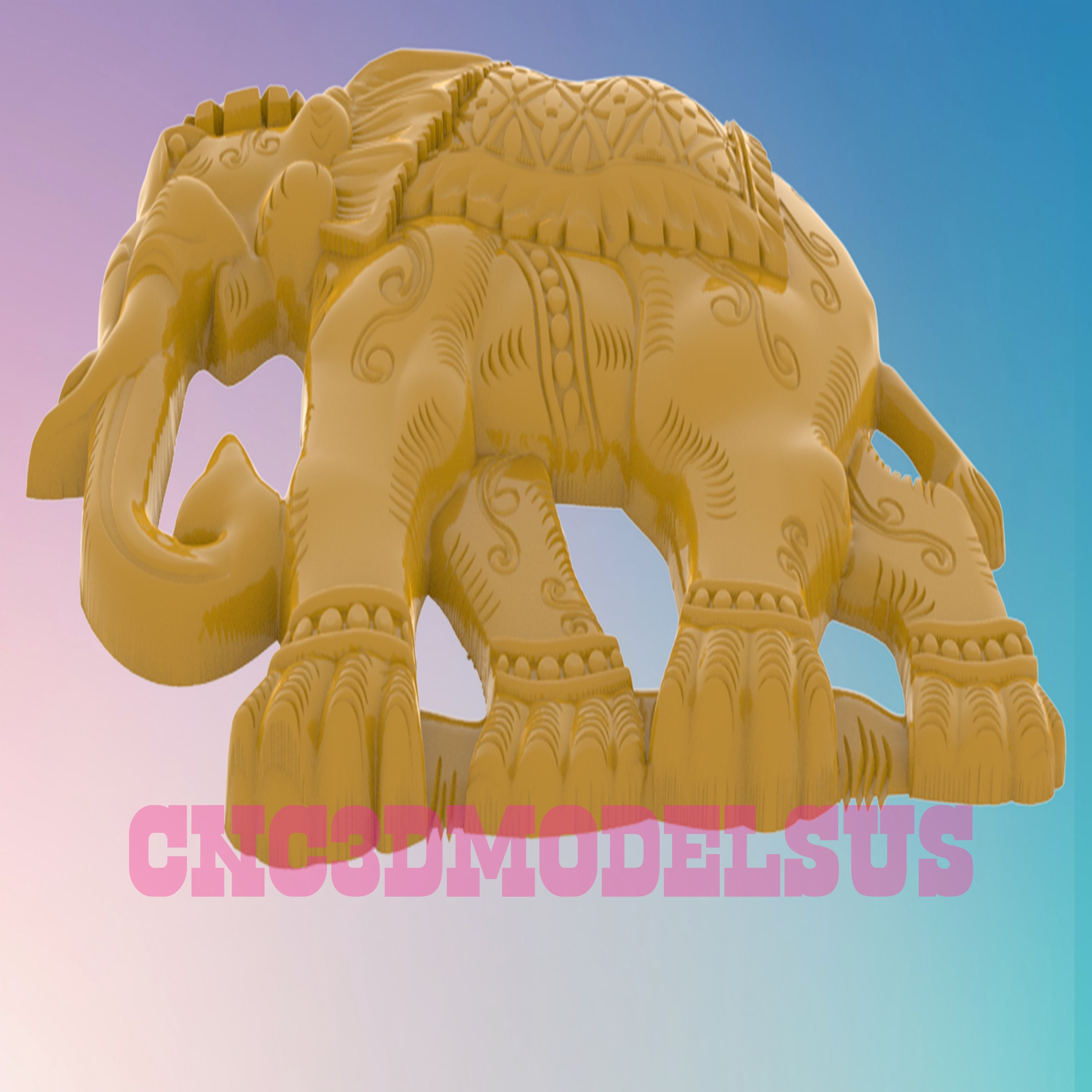 Indian elephant 3D MODEL STL FILE FOR CNC ROUTER LASER 3D print model_2