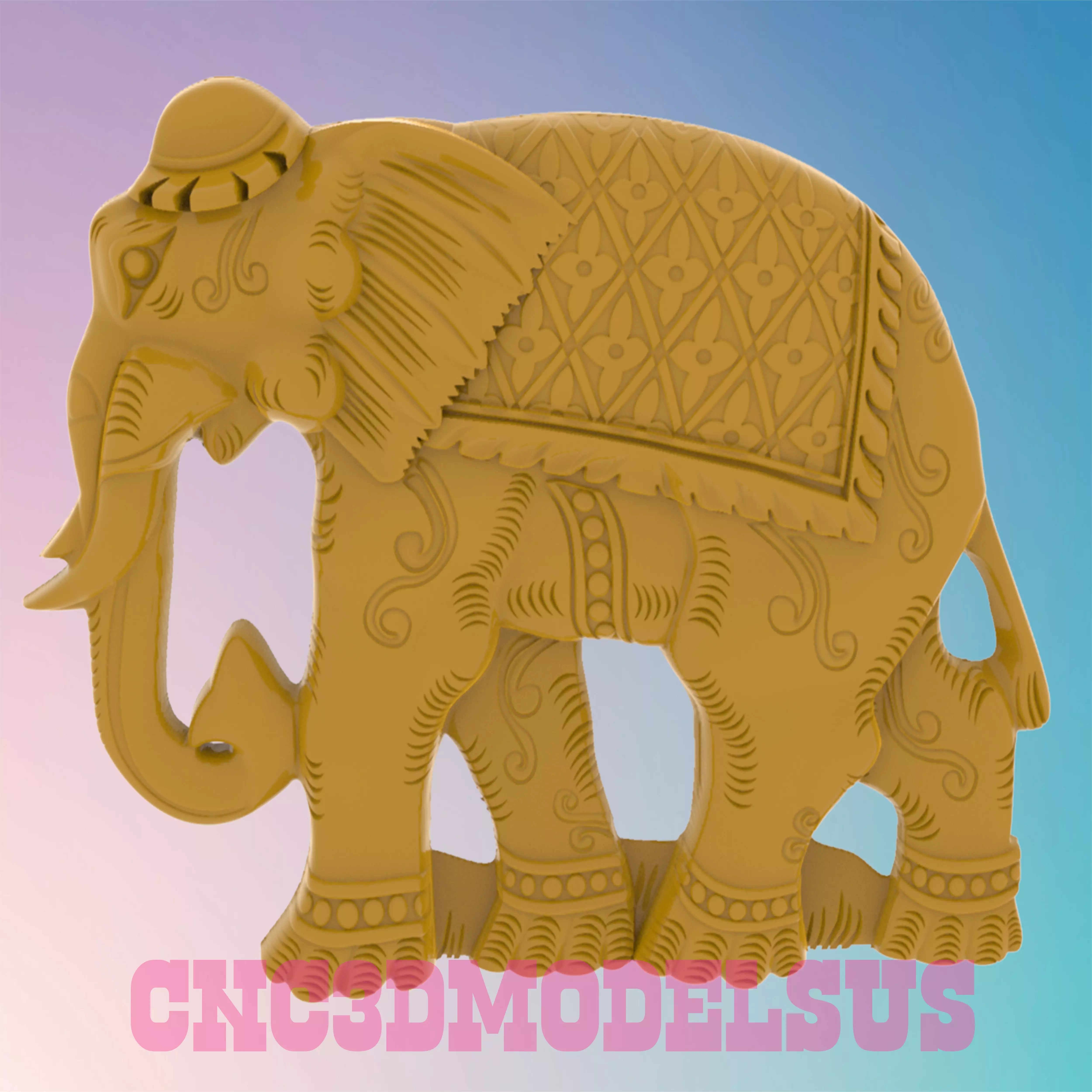 Indian elephant 3D MODEL STL FILE FOR CNC ROUTER LASER 3D print model_0