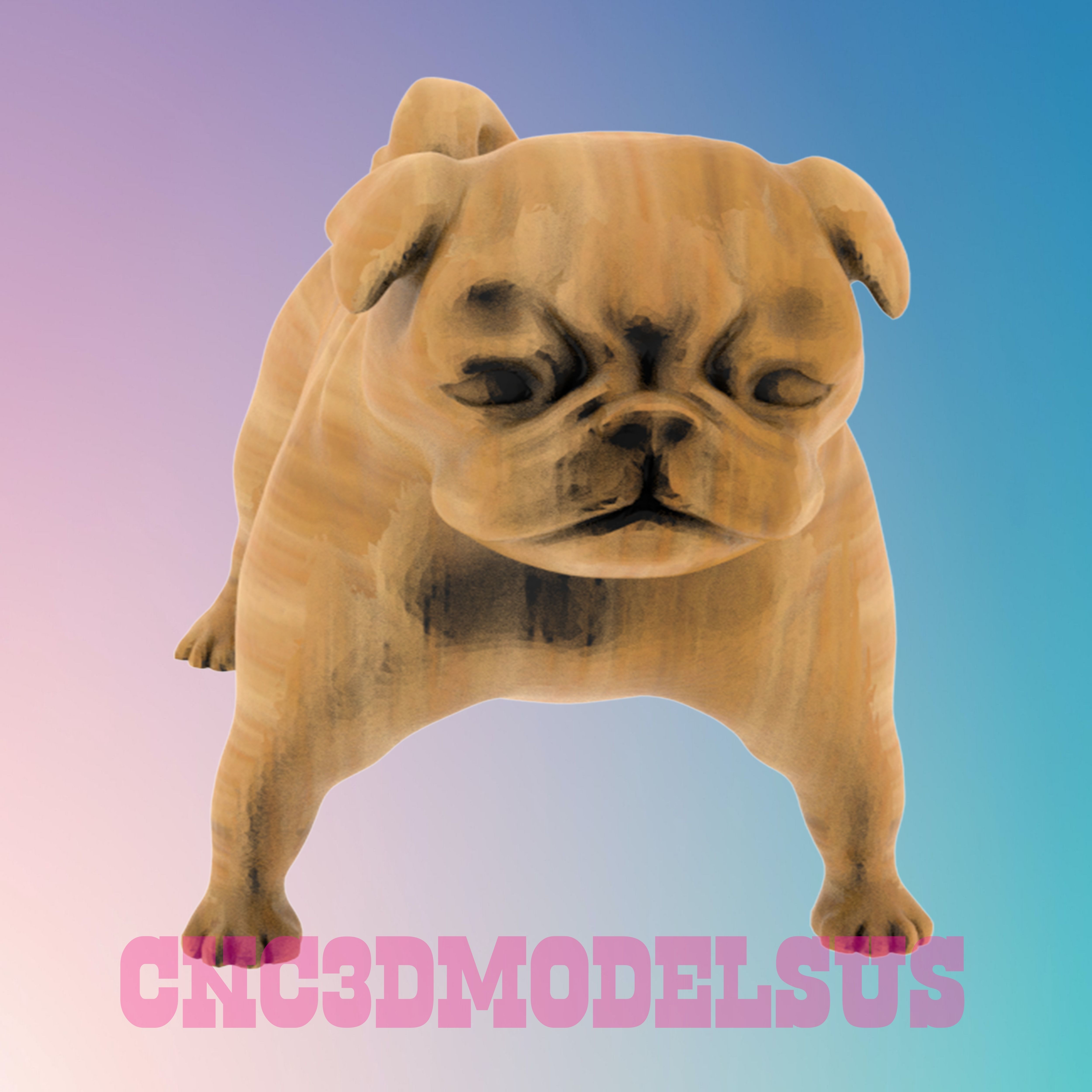 American Bulldog 3D MODEL STL FILE FOR CNC ROUTER LASER 3D print model_3