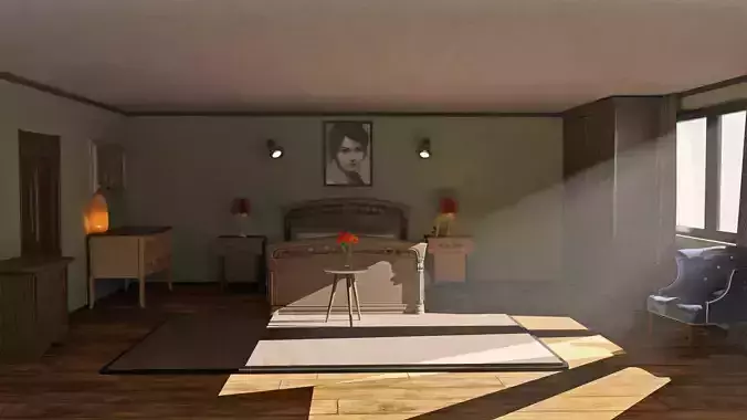 Realistic Bed room Interior