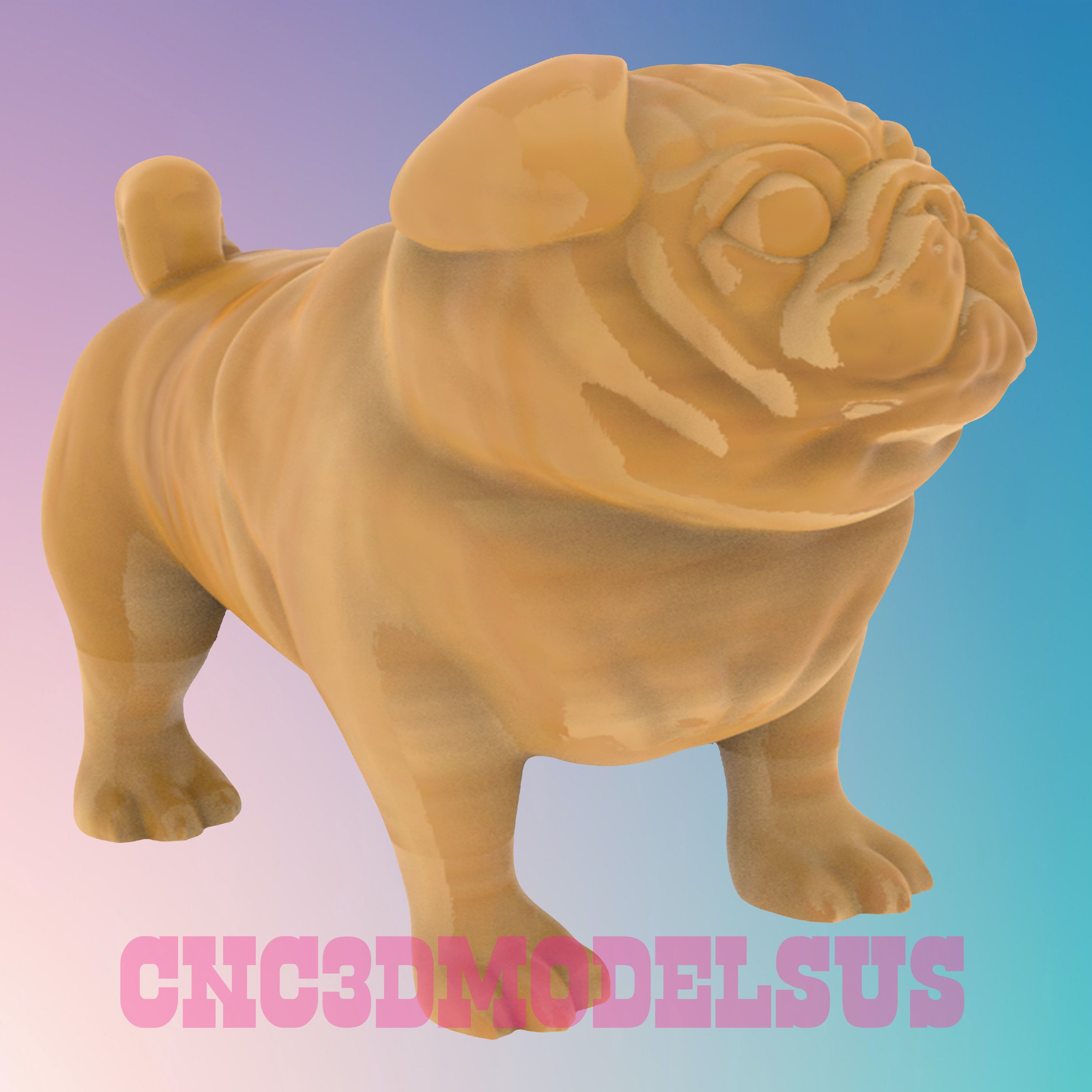 Pug dog 3D MODEL STL FILE FOR CNC ROUTER LASER 3D print model_2