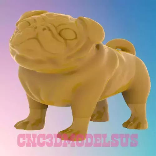 Pug dog 3D MODEL STL FILE FOR CNC ROUTER LASER