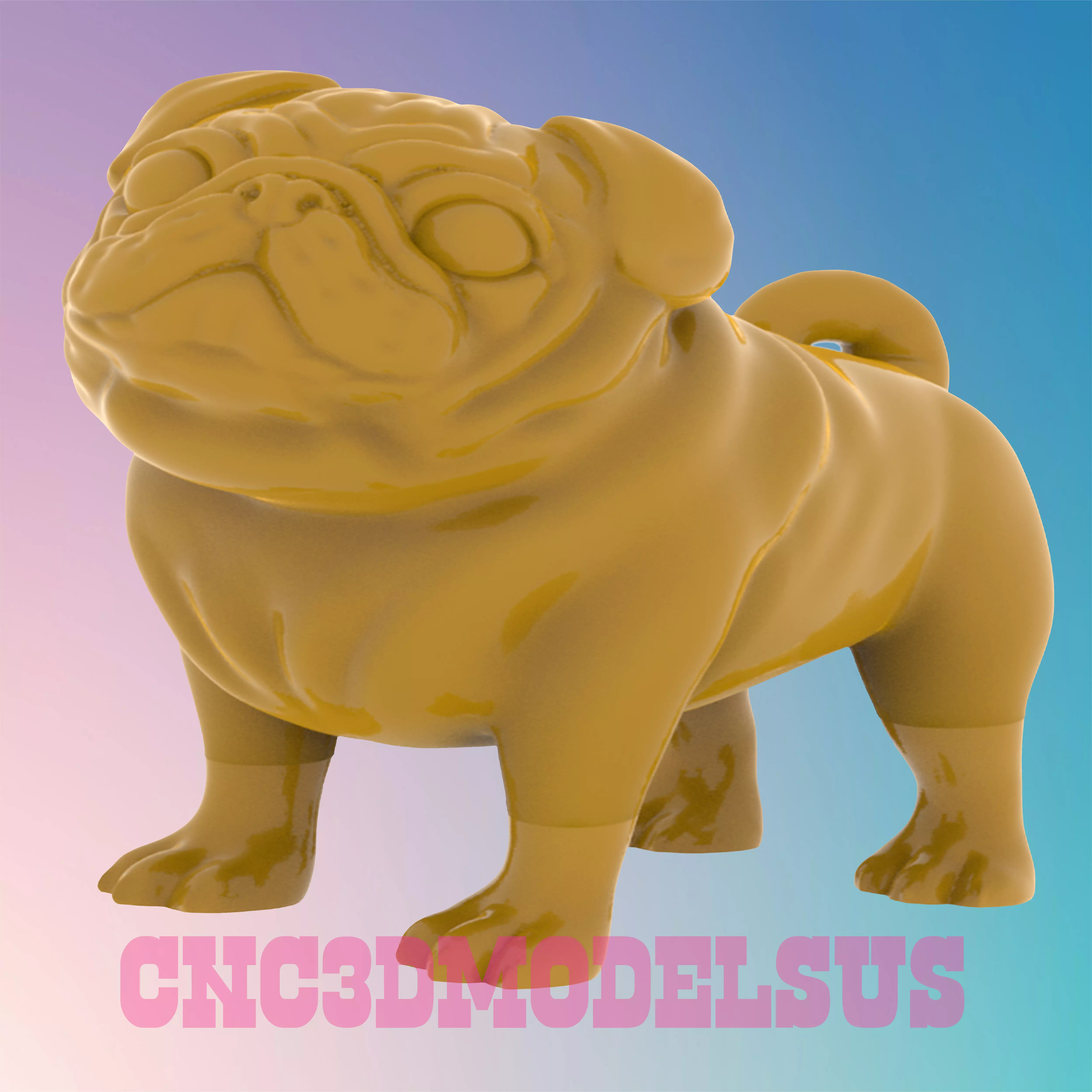 Pug dog 3D MODEL STL FILE FOR CNC ROUTER LASER 3D print model_0