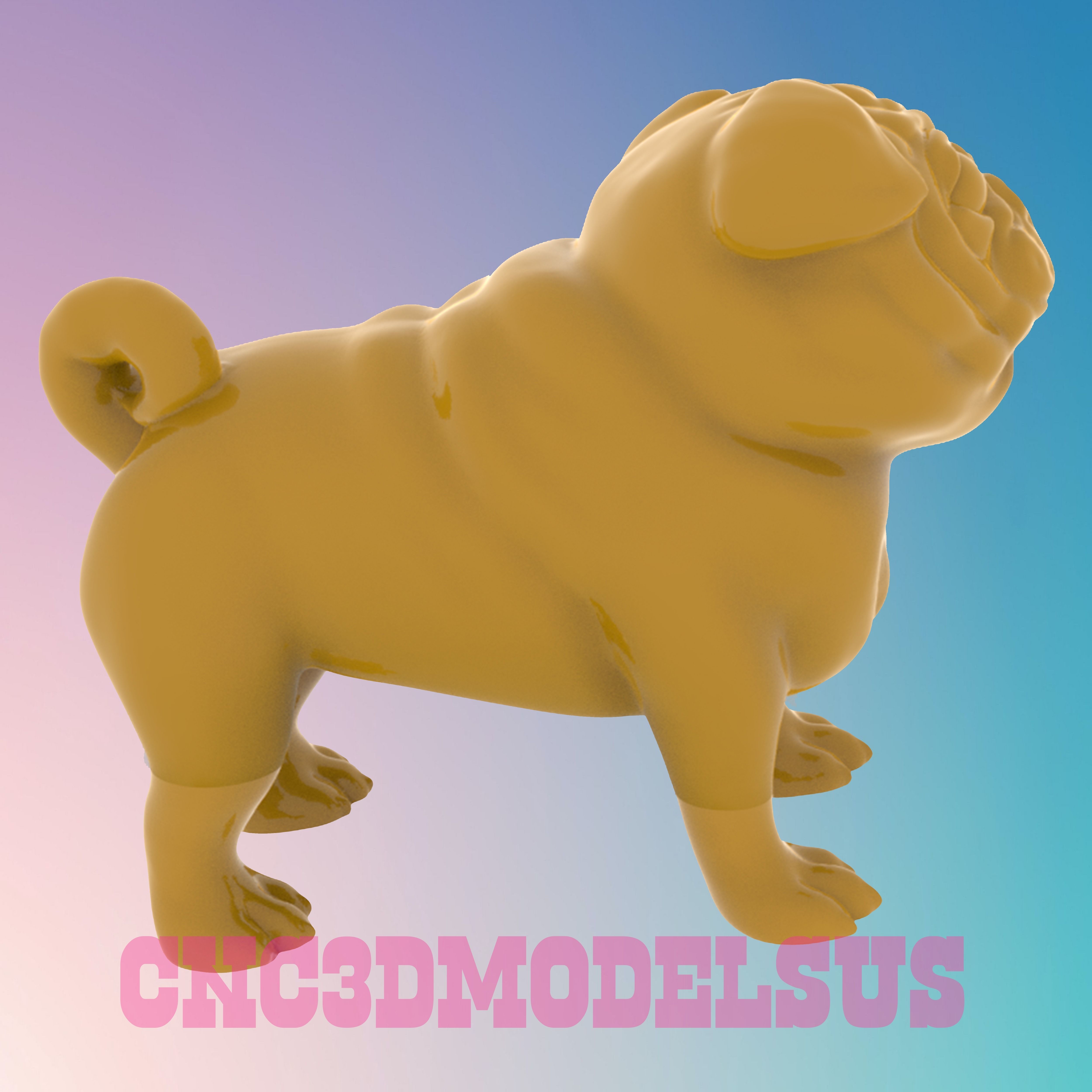 Pug dog 3D MODEL STL FILE FOR CNC ROUTER LASER 3D print model_1