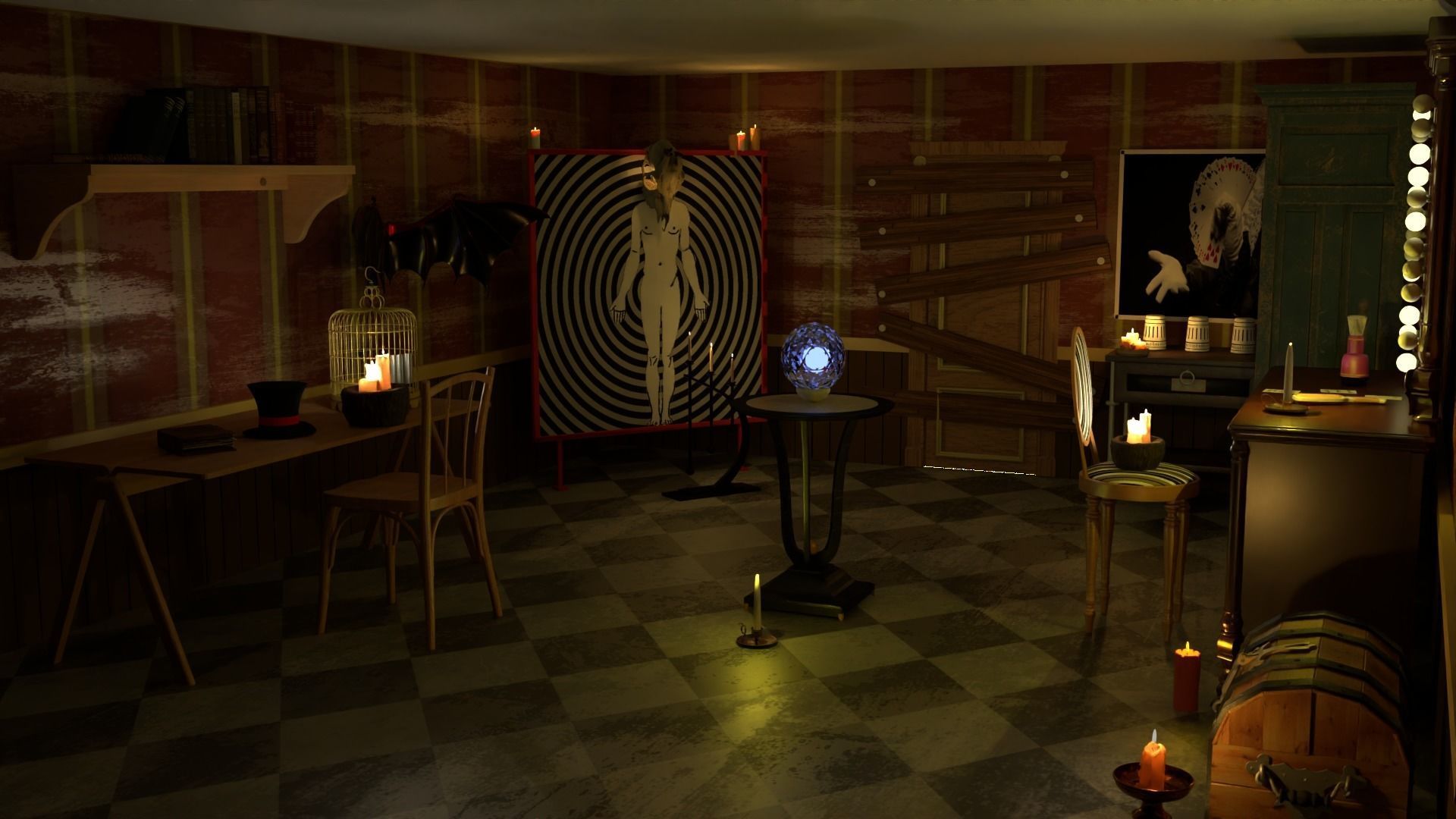 Magic and wizard room 3D model_2