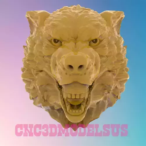 Wolf head 3D MODEL STL FILE FOR CNC ROUTER LASER
