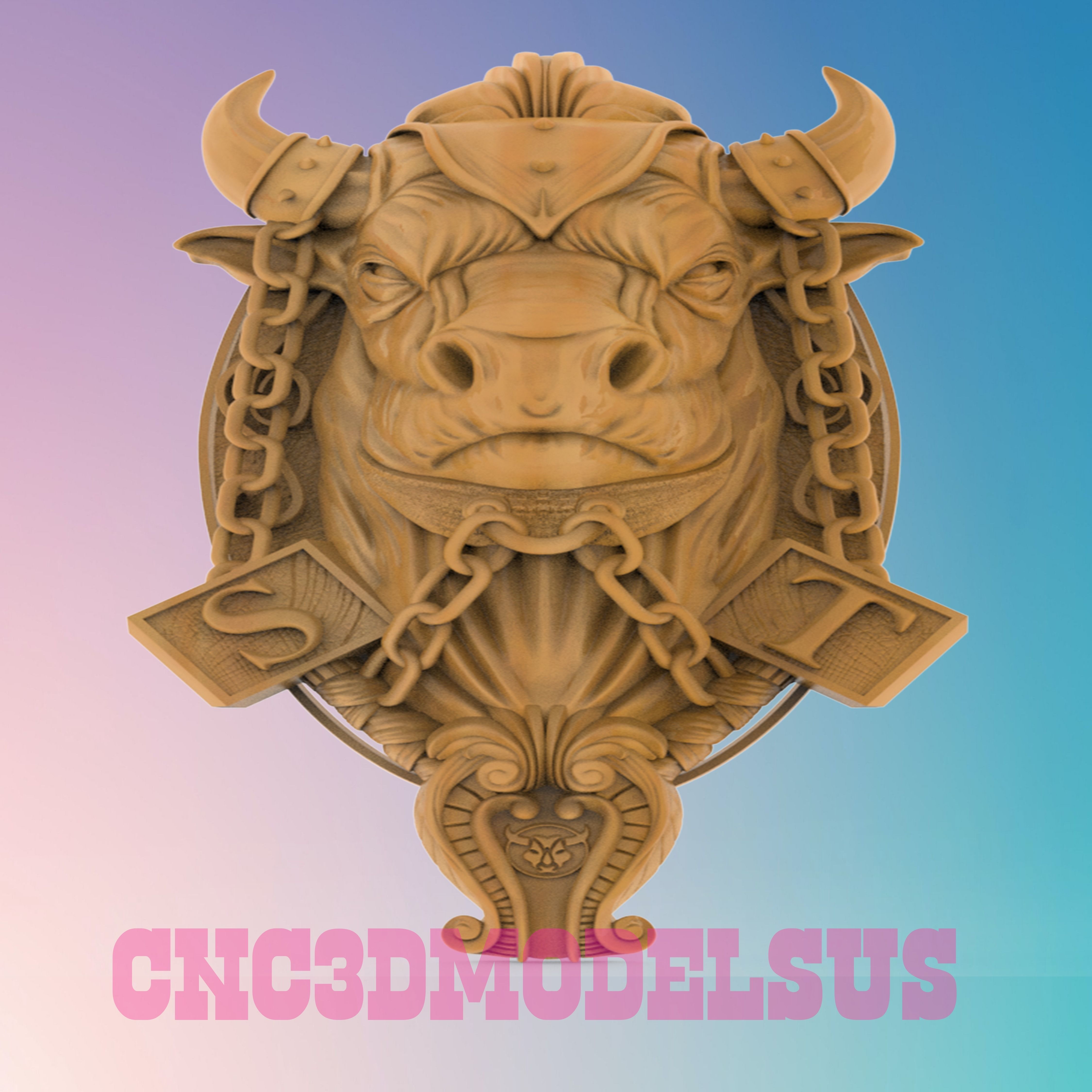 Bull 3D MODEL STL FILE FOR CNC ROUTER LASER 3D print model_3