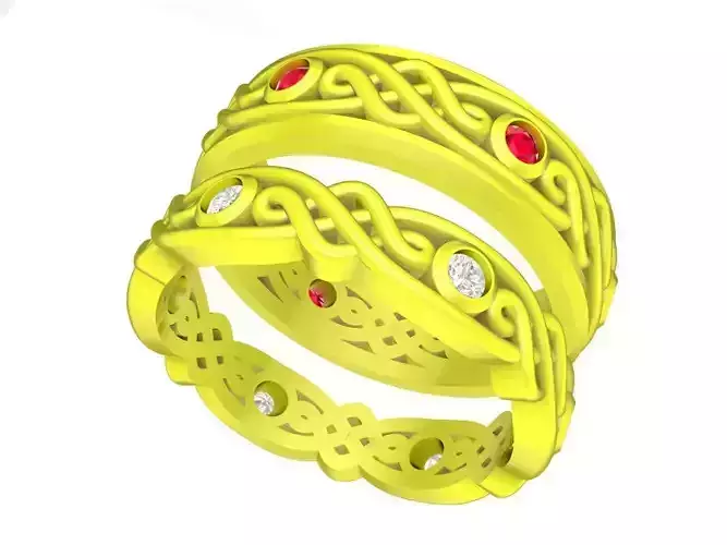 A6726 Art Pattern Diamond Wedding Ring