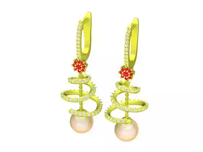 A6739 Luxury Korean Style Diamond Flower Pearl Earrings